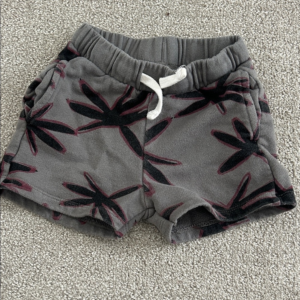 Zara Kids Gray Kids Shorts with Black and Red Pattern